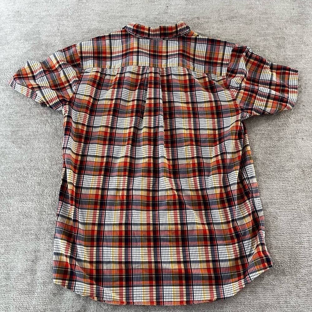 Patagonia Orange, Yellow and Navy plaid button down short sleeve gorpcore size L - Picture 5 of 5